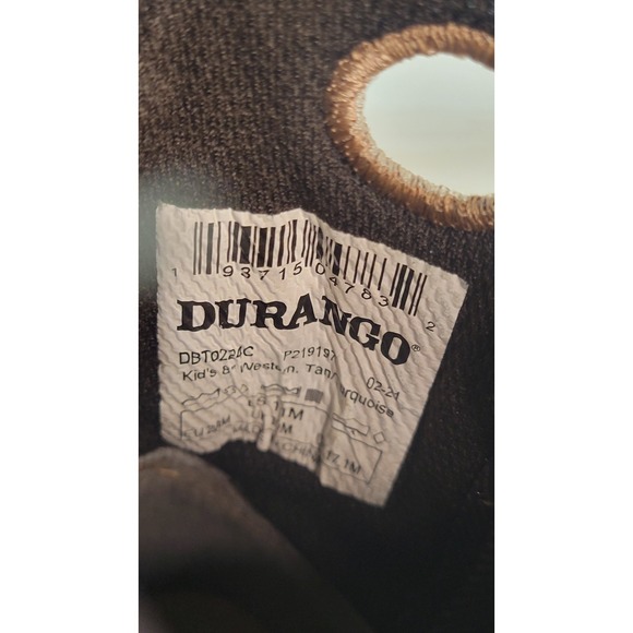 Durango Kids Western Cowboy Boots Brown‎ Green Stitching Size 11M - Picture 10 of 12